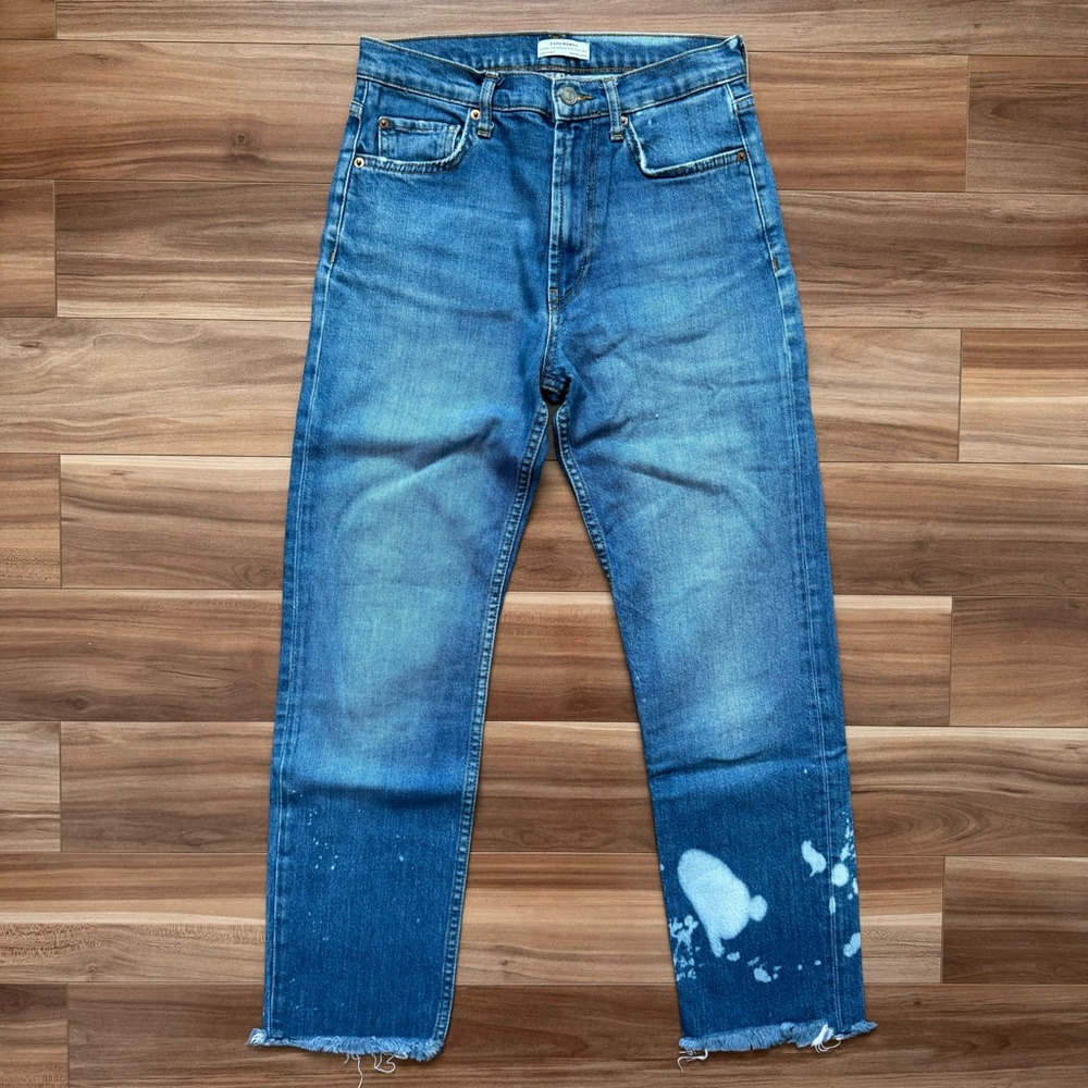 Zara Women's Blue Straight Bleached Jeans Size 4